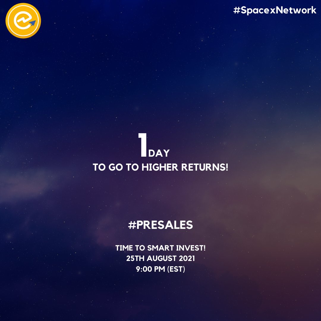 SpacexNetwork's tweet photo. 9PM EST - 25th August 2021

PRE SALE - 25th AUGUST 2021- 9 PM EST
https://t.co/Vjsgdfplns

#crypto #bitcoin #cryptocurrency #SPNFamily #SpacexNetwork #blockchain #forex #money #trading #btc #ethereum #business #entrepreneur #investing #investment #invest #exchange https://t.co/dXS6x3CvcU