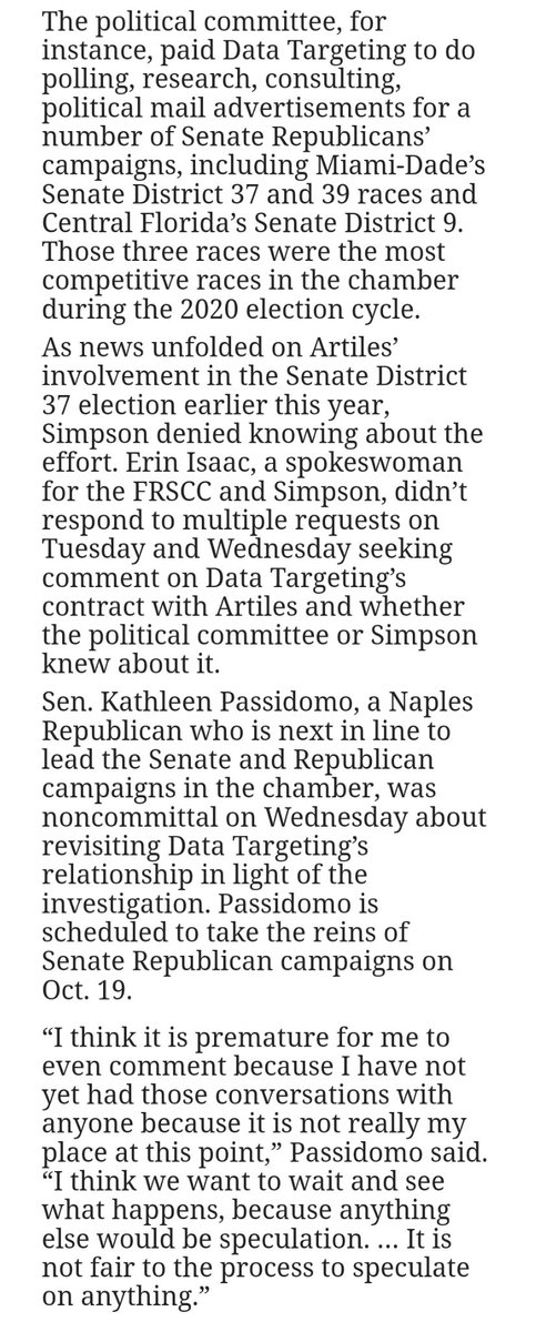 gal_suburban's tweet photo. 16/Bainter's clients have also incl #MattGaetz & #RonDeSantis.
During 2020 election cycle, the firm was paid $7.2M to serve as consultant to the FL (R) Senatorial Campaign Committee, fundraising arm for (R) Sen campaigns led by Senate Pres #WiltonSimpson.
https://t.co/CXts67WeFp https://t.co/lopWRtBoB0