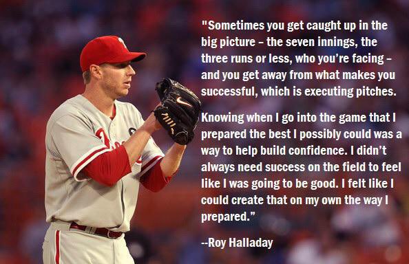 Two great points for all pitchers. 

- Preparing both physically and mentally to the point where you feel the confidence from that preparation. 

- Competing to execute one pitch at a time without being distracted by the scoreboard.

This is process and it’s 100% controllable.