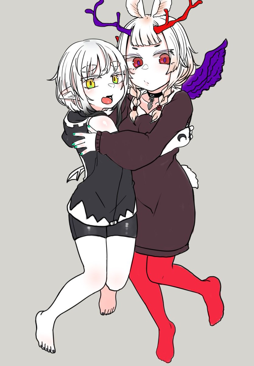 うちよそ モノクロちゃんとジャッカロープちゃん ラフらくがき 