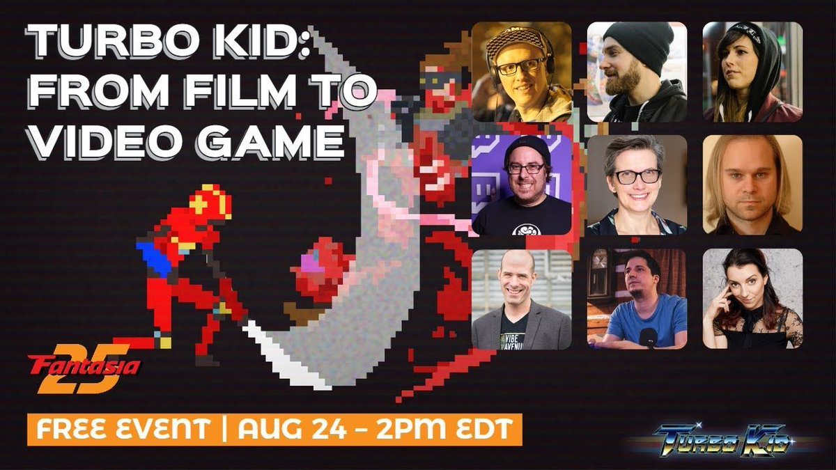 TurboKidGame's tweet photo. A Turbo-cast of hosts awaits on this Fantasia live stream. From RKSS, EMA Films, Le Matos, Outerminds to Vibe Avenue, everyone is here to chat it up about the upcoming Turbo Kid Game!
#turbokidgame #metroidvania #pixelart #kickstarter #videogames #turbokid
https://t.co/QSc7oOBMUk https://t.co/5fH35D0ExI