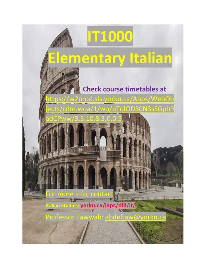 Everyone starts somewhere! If you are interested in taking elementary Italian (IT 1000) Please contact the DLLL department. #Italian #DLLL #yorkuniversity #yorkulaps #yorku @yorkulaps