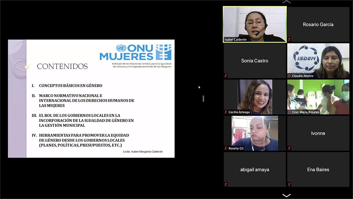 Personal de diversas municipalidades de la región central y oriental del país se capacitan en el curso virtual: Formación para la incorporación de la igualdad de género en la gestión de los gobiernos locales, impartido por el ISDEM con el apoyo de 
<a href="/onumujeressv/">ONUMujeresElSalvador</a> 
#isdem