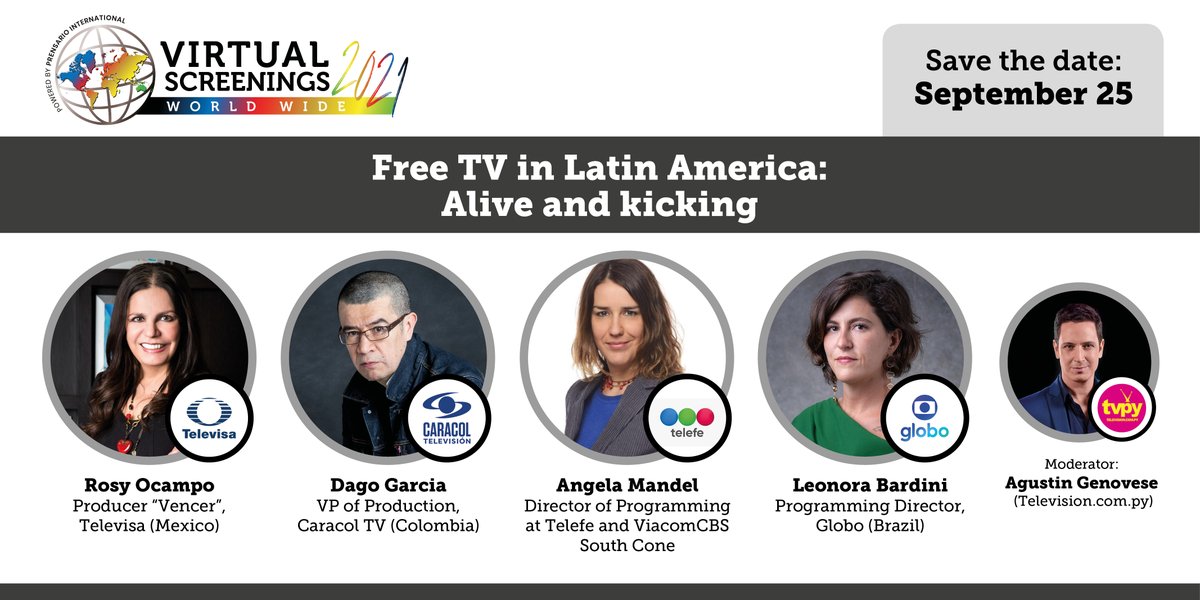 VScreenings's tweet photo. 🔜 #VSWW
🗣️Key global decision-makers are part of #VSNext at LAVS 2021
📆 On september 25: 'Free tv in Latin América: alive and kicking' @televisionpy @agustingenovese
@TVGloboInter @vis_global @CaracolTvIntl @TelevisaIntl
📝Register for free: https://t.co/x9mDHEtT0M #VSWW https://t.co/G0ONP4ZEgn