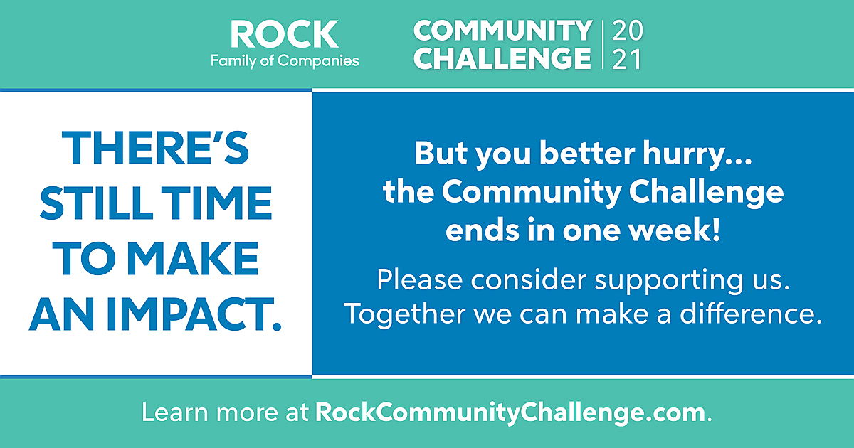This is the last week F.A.R.M. can collect donations for the Rock Family of Companies Community Challenge. 

We need your help! 

Please click on the link below to DONATE &amp; share!
rockcommunitychallenge.com/team/Family-As…