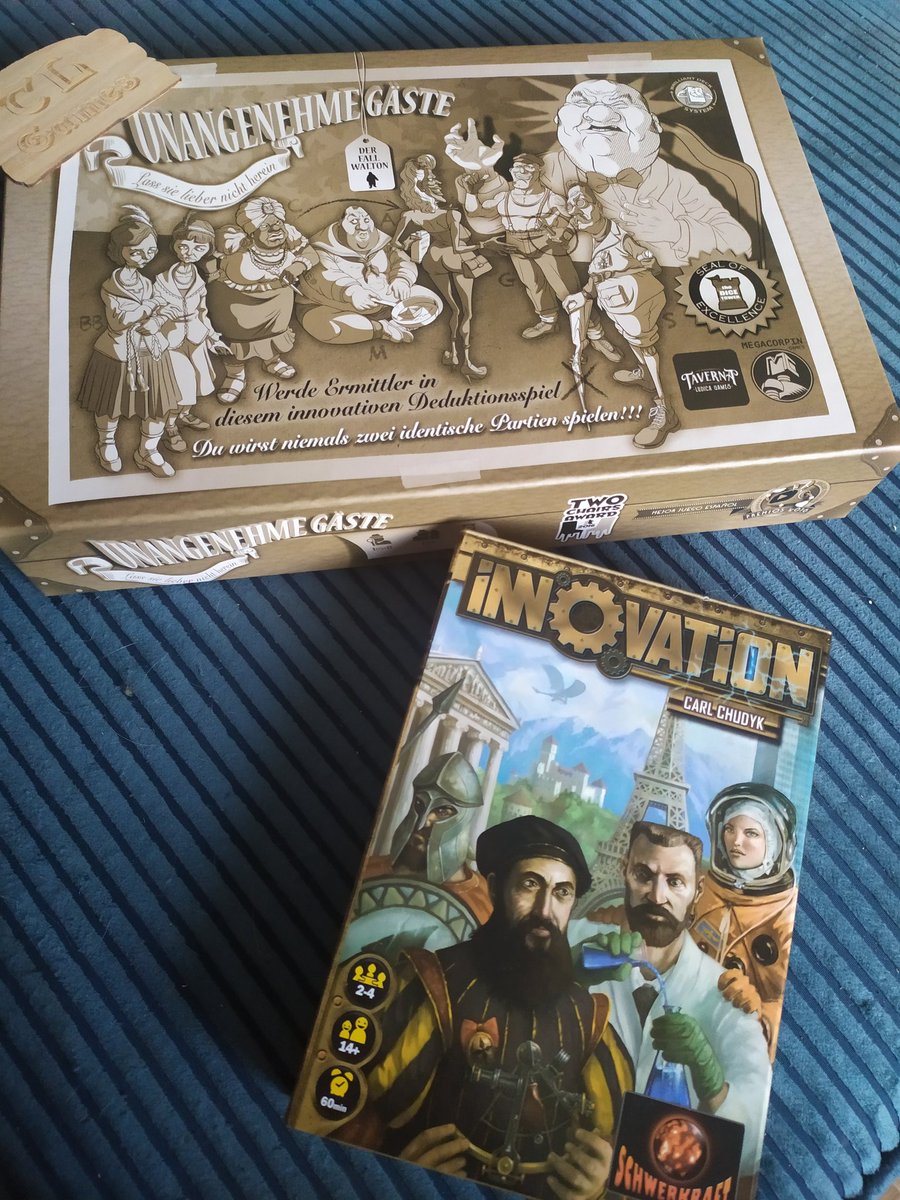 therealshapes's tweet photo. Now playing #innovation and a new arrival #awkwardguests #unangenehmegäste #brettspiel #boardgames https://t.co/ImznlWw11m