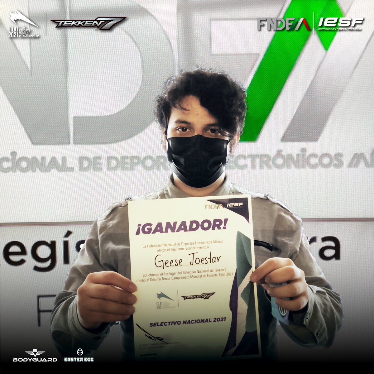 Él es <a href="/TK_GeeseJoestar/">Geese Joestar TEKKEN</a>  / Campeón del Selectivo Nacional de #tekken7 , 2021. 🇲🇽

Defenderá el honor de México en los regionales rumbo al Décimo tercer Campeonato Mundial de #esports 2021.👊🔥

Presentado por:
<a href="/bodyguard_mx/">BodyguardMX</a> 
<a href="/EasterEggMexico/">Easter Egg México😈🎃👻</a>