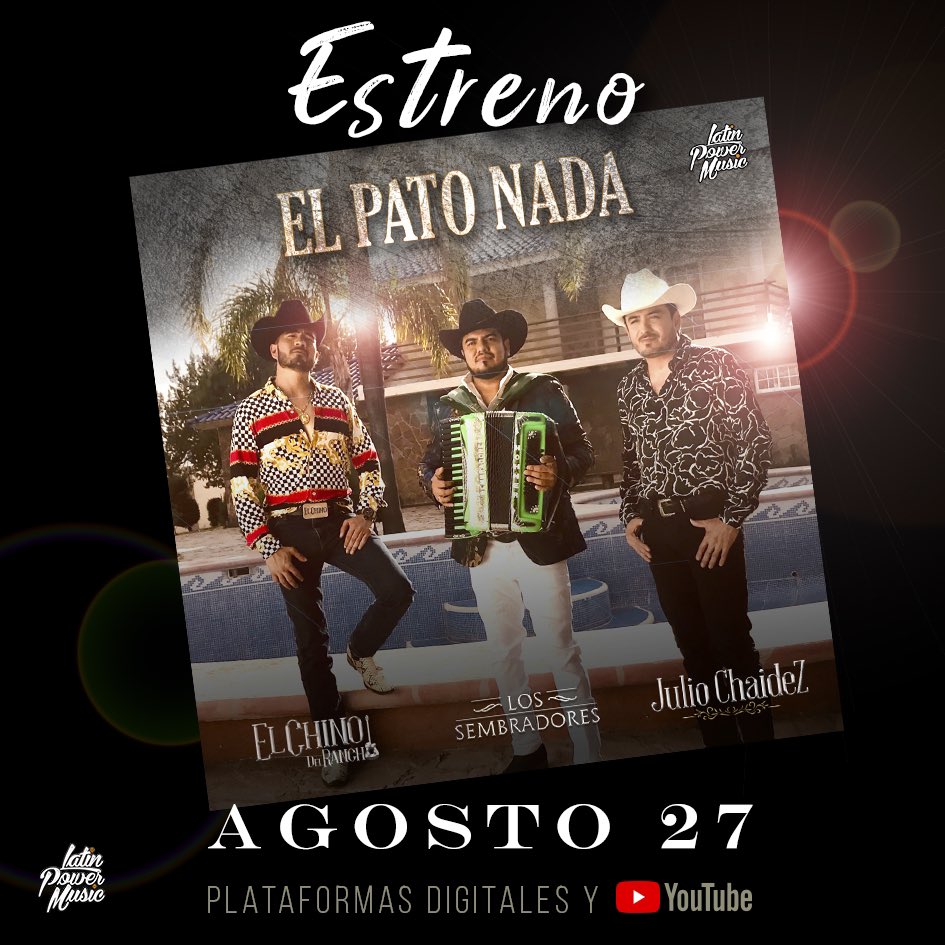 juliochaidez's tweet photo. Este viernes podrán escuchar y ver el video de #ElPatoNada con mis compas @chinodelrancho y @LOSSEMBRADORES3 🔥👍🏻 espérenlo
https://t.co/F7L6vYw4A3 https://t.co/IJl0spCI6l