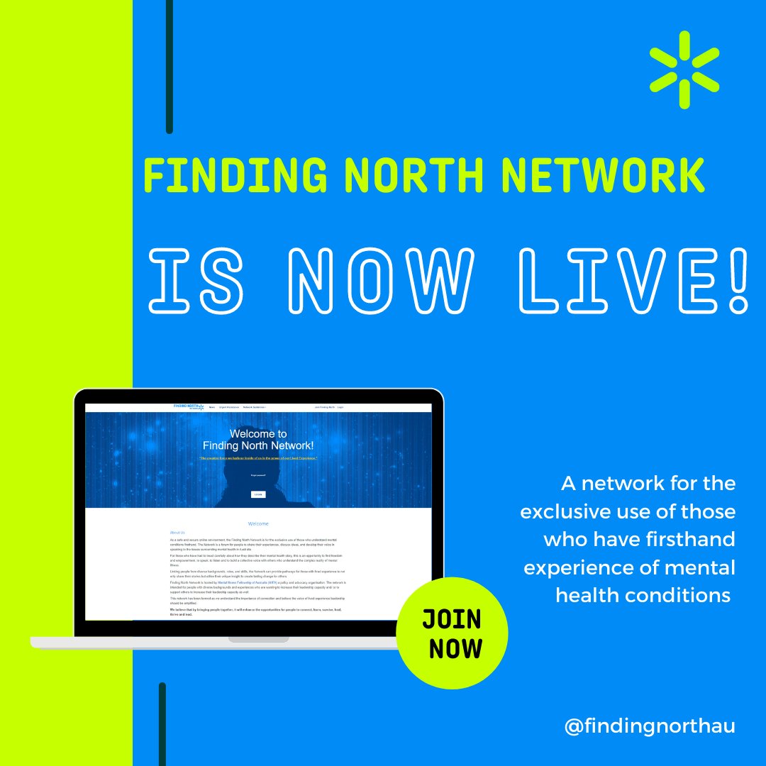 findingnorthau's tweet image. We are excited to announce the launch of our exclusive platform for people who’ve had firsthand experience with mental health conditions - Finding North Network!

 Register here: findingnorthnetwork.com.au