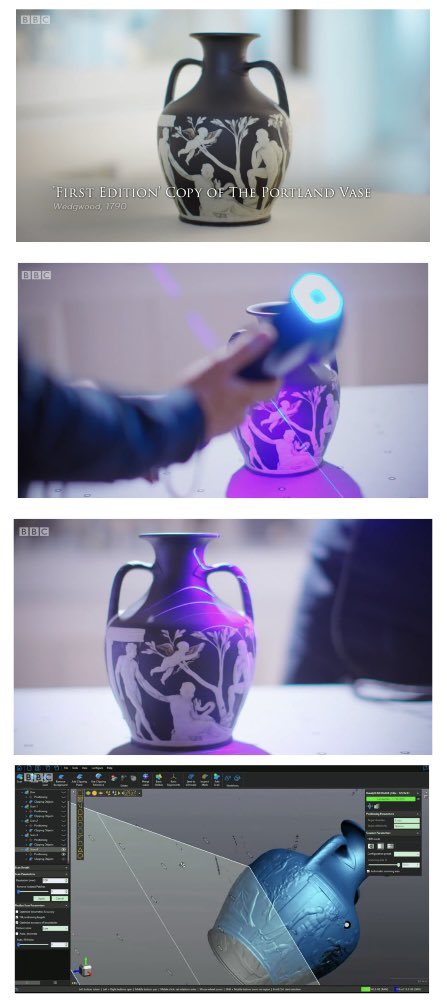 PaulWilliams207's tweet photo. The Vase Maker to the Universe would be enormously proud of @vawedgwood Catrin Jones &amp; Rebecca Klarner, and the talented @StaffsUni 3D Scanning Team for their forensic digital examination of the #ThePortlandVase 

‘Everything gives way to experiment.’ https://t.co/7qnEcwARej