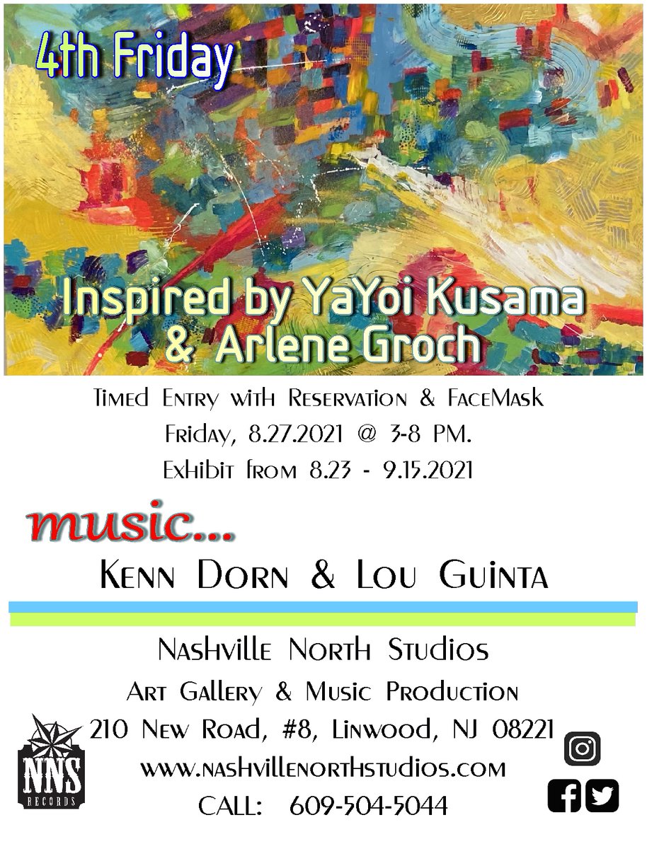 You're invited!  Live music this coming Friday at NNS in Linwood, NJ. Kenn Dorn, Former sax player for Chubby Checker and Buddy Gale Big Band Leader Dr. Lou Giunta!  Love Art?  Love Music?  Come on over!