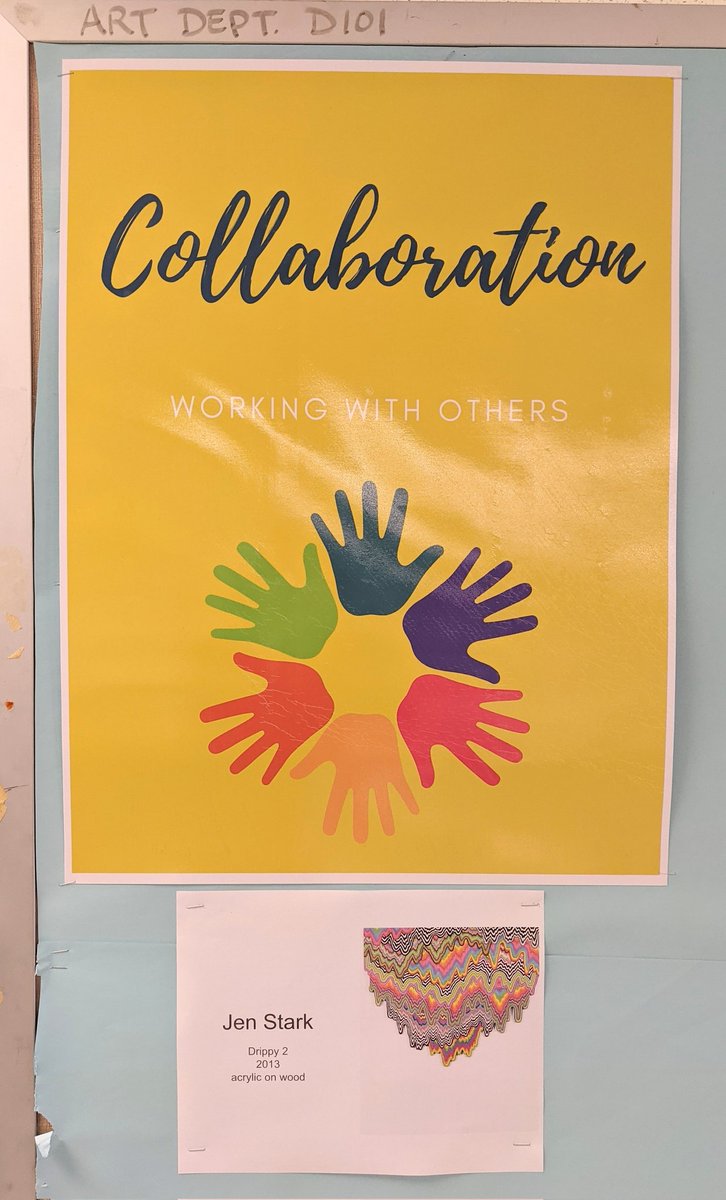 SMocKroom's tweet photo. Starting the year with some key skills. #4Cs to encourage engagement, connection and breaking the hush in the art room. First, COLLABORATION and piecing together a larger installation, inspired by @Jen_Stark
@WinstonCampus @D15Schools #morethanever #winspired https://t.co/PwymOVlWeI