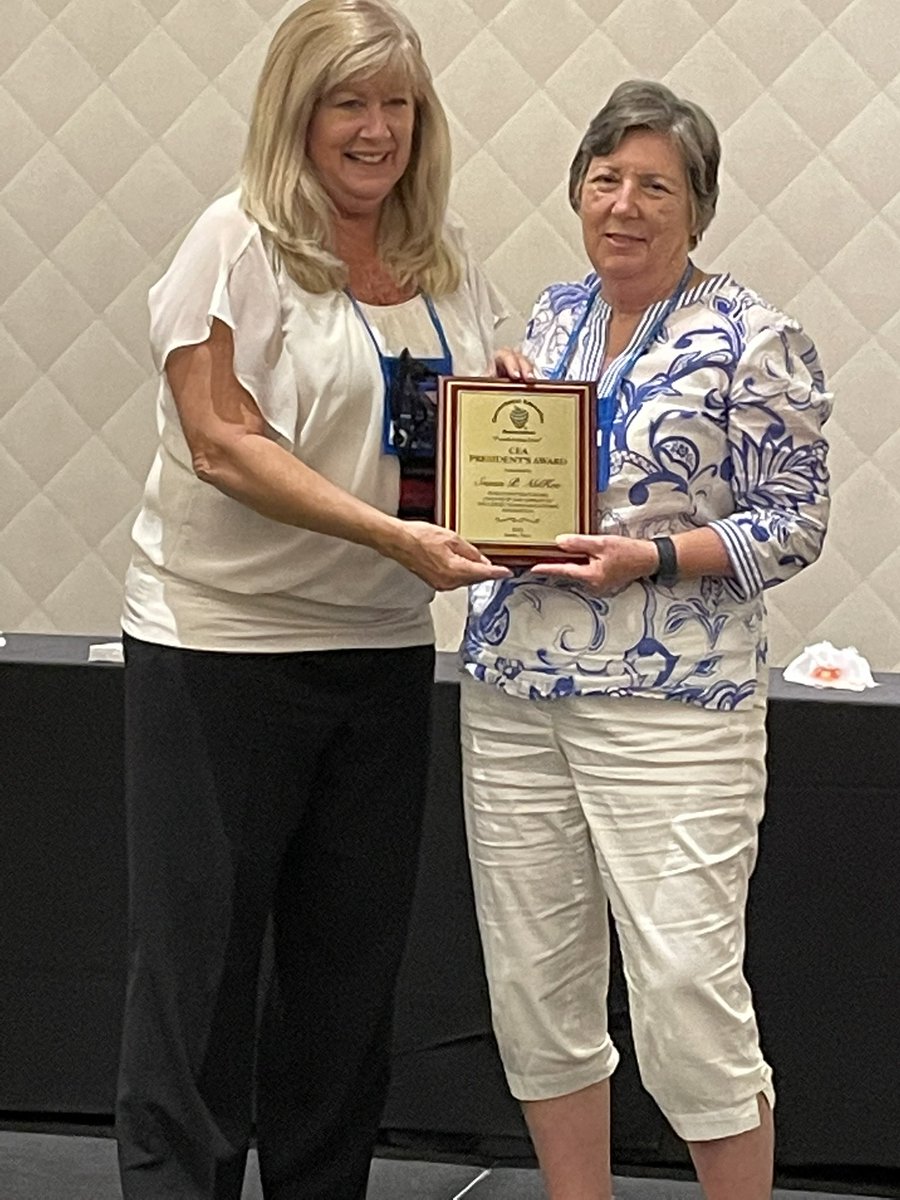 CEAregion8's tweet photo. Region VIII leadership recognized at the Awards Luncheon at CEA’s 75th Anniversary International Conference in Austin, TX.
-  Susan McKee, President’s Award
-  Candace Poe, Membership Award
Conference announced for Florida, August 2022! https://t.co/mTuQ4SB8OG