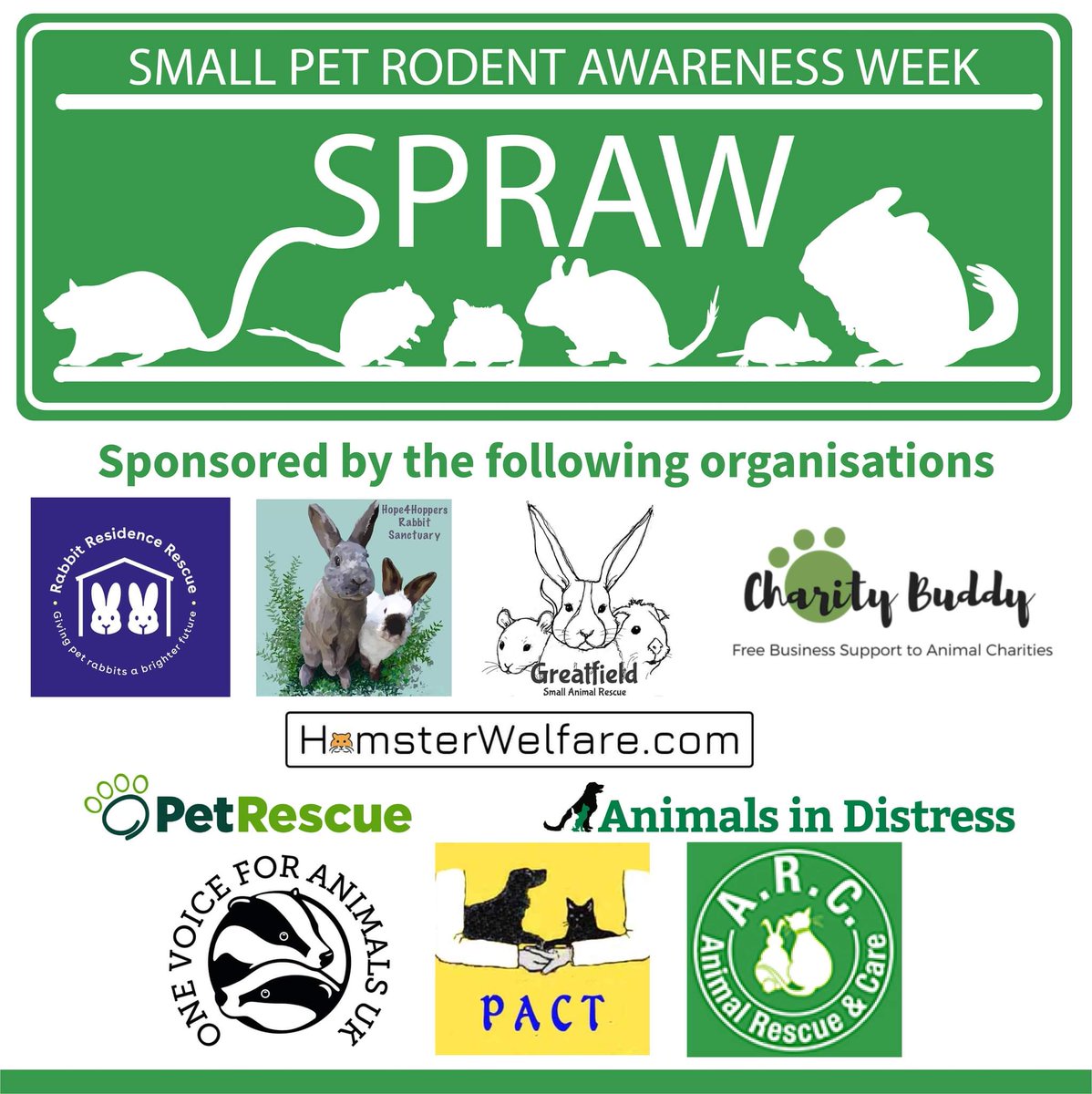 spraw21's tweet photo. Here is the team bringing you Small Pet Rodent Awareness Week from the 20th September. Follow us on Facebook & Instagram for #competitions #giveaways and great content.
#petwelfare
#rodentwelfare https://t.co/Qsrxi6ADi6
