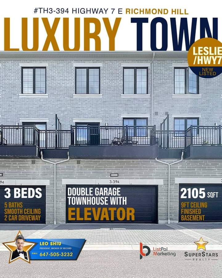 chau_roxanna's tweet photo. #SuperstarsRealty #LeoShiu listing:Leslie/Hwy7 Luxurious Double Car Garage Townhouse With Elevator. Only asking $1,288,000

@superstarsrlty #SuperstarsTeam #LeoShiu #394Highway7E

 647-505-3232

 https://t.co/joQmKxbNGC https://t.co/WR5G4JxKuw