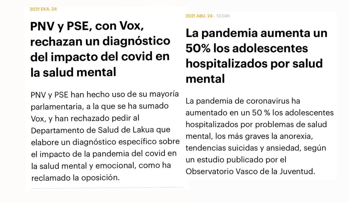 NKortajarena's tweet photo. A ver si así se entiende mejor. Entre estas dos noticias hay exactamente dos meses de diferencia.

Esta es la verdadera "ola juvenil". https://t.co/hg0YneyE8P