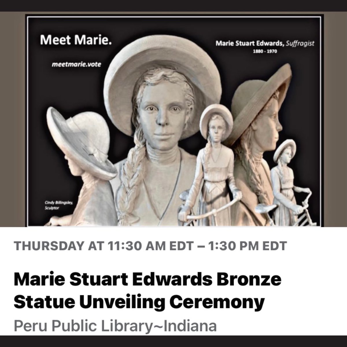 Suffragette Marie Stuart Edwards Bronze Statue Unveiling Ceremony #VotingRights #19thAmendment  #IndianaWomen #meetmarie <a href="/INHumanities/">Indiana Humanities</a> <a href="/LGSuzanneCrouch/">Lt. Gov. Suzanne Crouch</a> <a href="/IndianaOCRA/">Indiana Office of Community and Rural Affairs</a>  Miami County is just getting started!!! <a href="/MiamiCoEDA/">MCEDA</a>