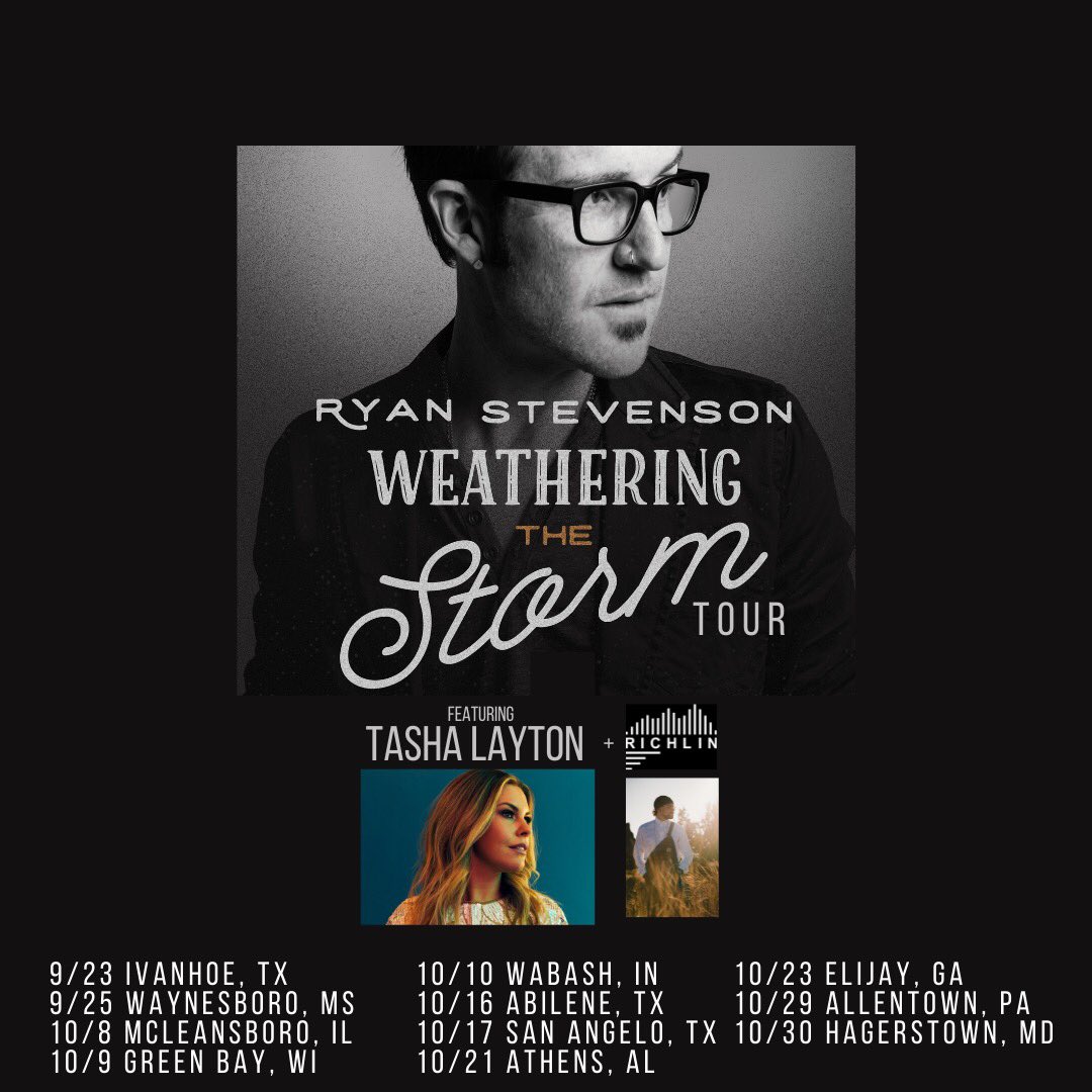 Just announced! The Weathering the Storm Tour with <a href="/ryansmusic/">Ryan Stevenson</a> featuring <a href="/TLLayton/">Tasha Layton</a> and <a href="/richlinmusic/">RICHLIN</a>! Get tickets at ryanstevensonmusic.com