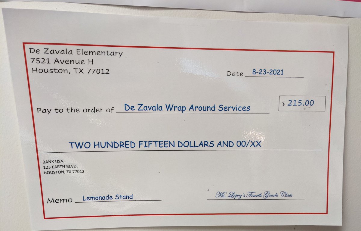 Ms. Lopez's 4th grade class gave the proceeds of their lemonade stand to the Wraparound Department!! With these gift cards we can give back to our community and families in need. ❤️🫂🥰

@HISD_Wraparound <a href="/DezavalaHisd/">De Zavala Elementary</a>