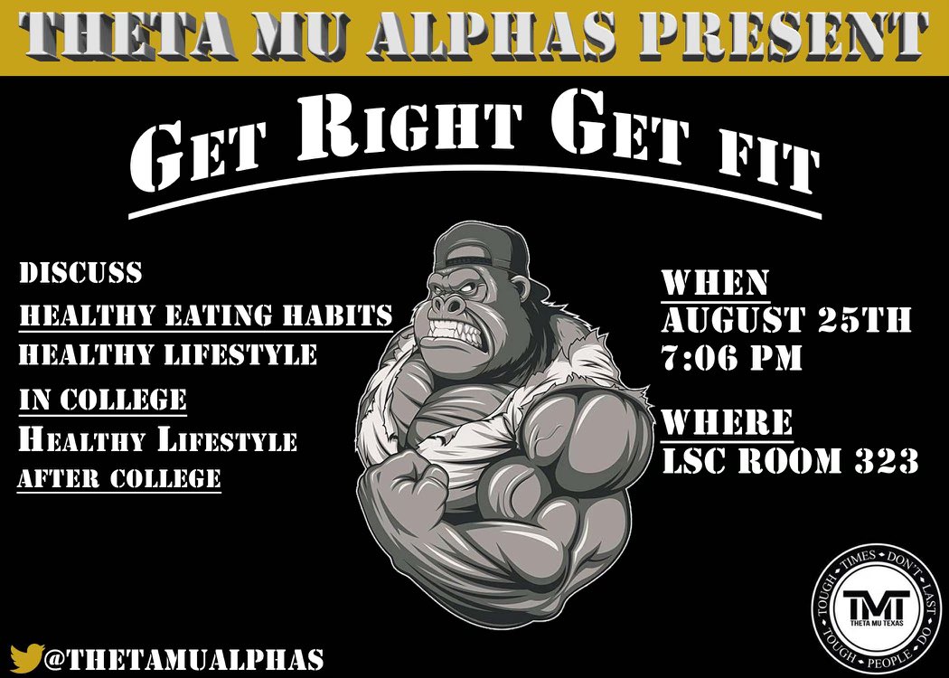 ThetaMuAlphas's tweet photo. ‼️TOMORROW‼️ 

Come out and learn healthy eating habits and how to live a healthy lifestyle while in college and after you graduate 🏋🏾🏋🏾🏋🏾🏋🏾🏋🏾🏋🏾🏋🏾🏋🏾🏋🏾🏋🏾🏋🏾🏋🏾🏋🏾🏋🏾

Guest speaker and certified fitness trainer will be Theta Mu’s own
@lechi_laFlame https://t.co/Vx0sR8Dwut