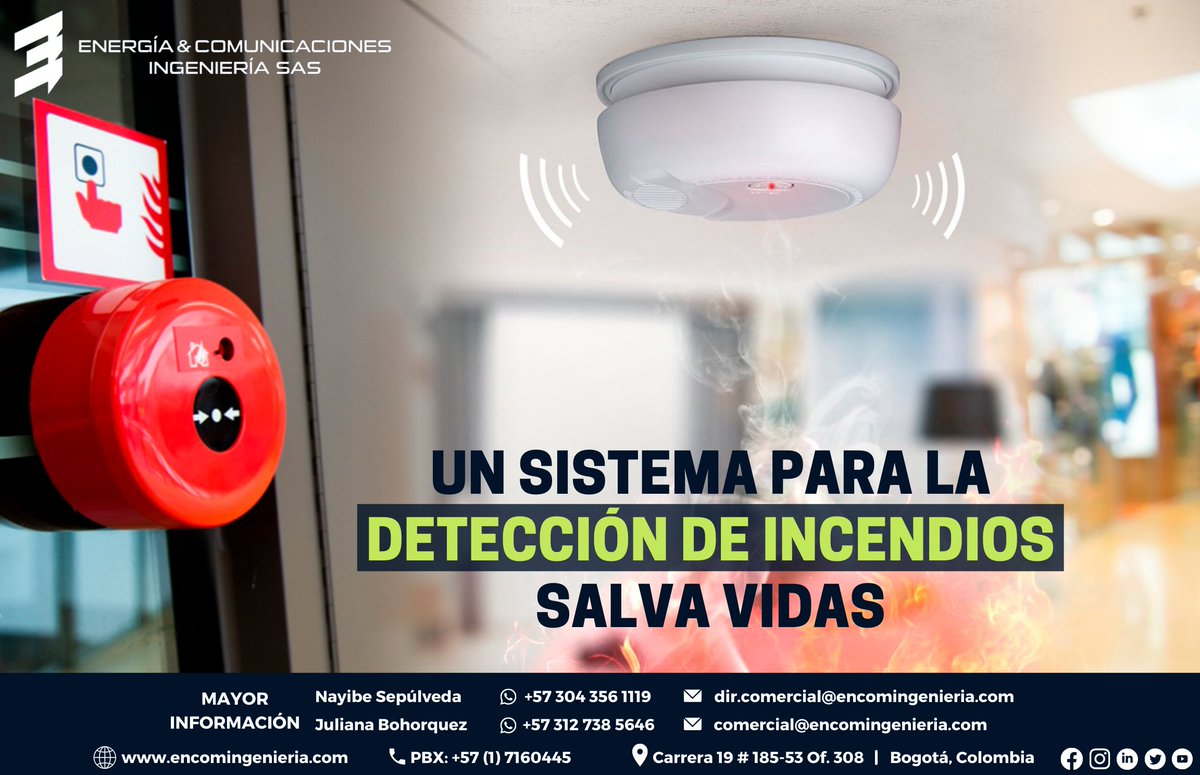 La #seguridad de tus instalaciones y personal es fundamental, por eso detectar un #incendio a tiempo significa salvar vidas, reduce el riesgo a accidentes producidos a causa del fuego con los sistemas de #detección y #extinción de incendios. encomingenieria.com
