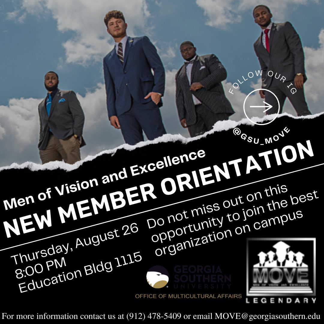 We will see you Thursday, August 26 at 8 pm for our New Member Orientation. We will be meeting in the Education Bldg rm 1115. If you didn’t make it to the interest meeting, you can still com and now is your chance to join MOVE! #Legendary