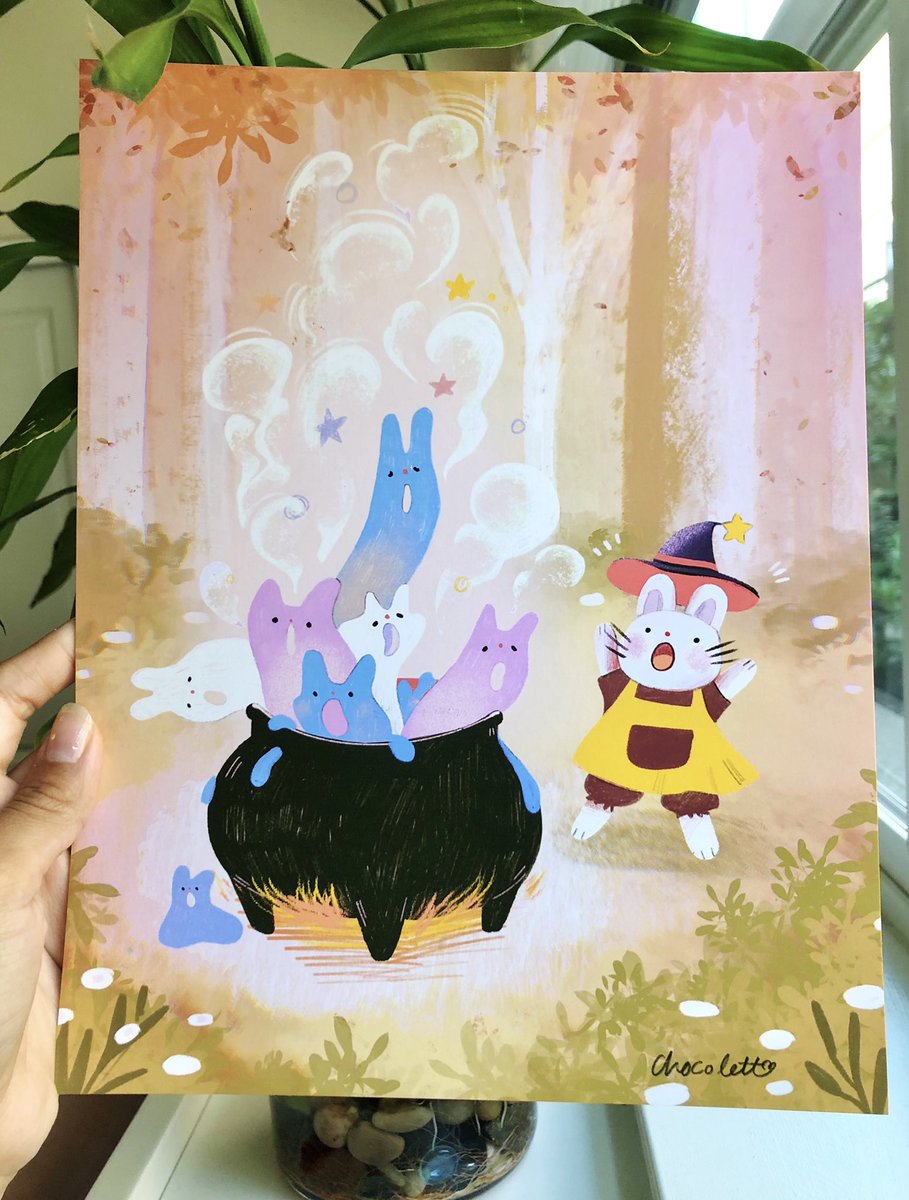 chocolettchoo's tweet photo. This is probably my most favorite Halloween art print I’ve ever made. https://t.co/a2OqScafVf