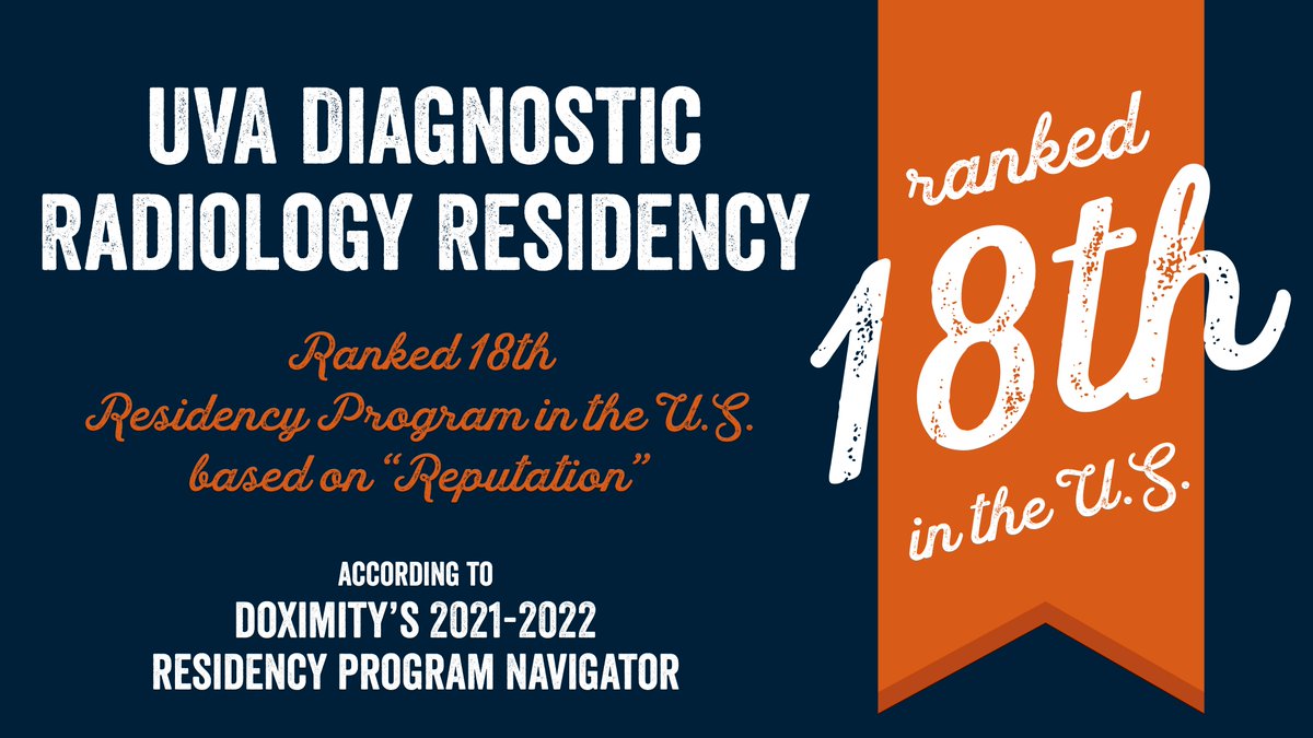 Many congratulations to all who have made our residency programs so impactful for generations of radiologists! #GoHoos @doximity @uvahealthnews @UVAMedAlum