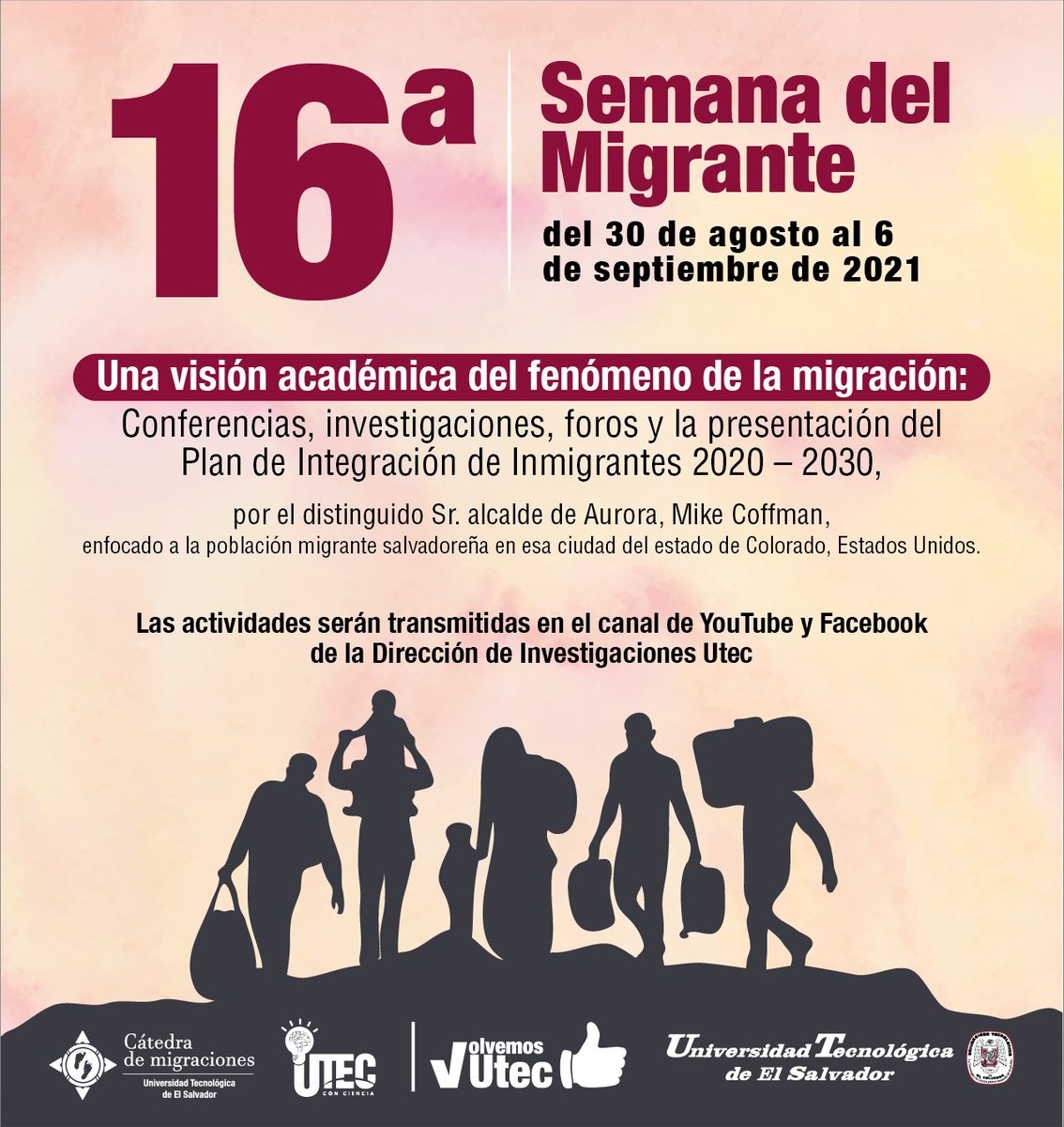 DI_Utec's tweet photo. Les invitamos una vez más a que nos acompañen a la 16a Semana del Migrante, donde contaremos con la participación de expertos en el fenómeno migratorio. 
Transmisión en vivo en Facebook y en YouTube a trav��s del siguiente enlace: https://t.co/87Qyyx5WVH 
#16aSemanadelMigranteUtec https://t.co/BVCqsvDIqa