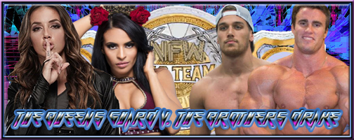 The ring is cleared out as we move on to our next match here at #CruelSummerII! The Kingdom's Queen's Guard (<a href="/PerfectLoveLlu/">Lluvia Cane</a> @StyleTexasSnake-Jamie Austin) challenge The Brothers Drake (<a href="/TD_NoTorian/">Torian Drake</a> <a href="/DoubleD_Drake/">Dylan Drake</a>) for the NFW Tag Team Titles!
nfw.boards.net/post/1274/thre…