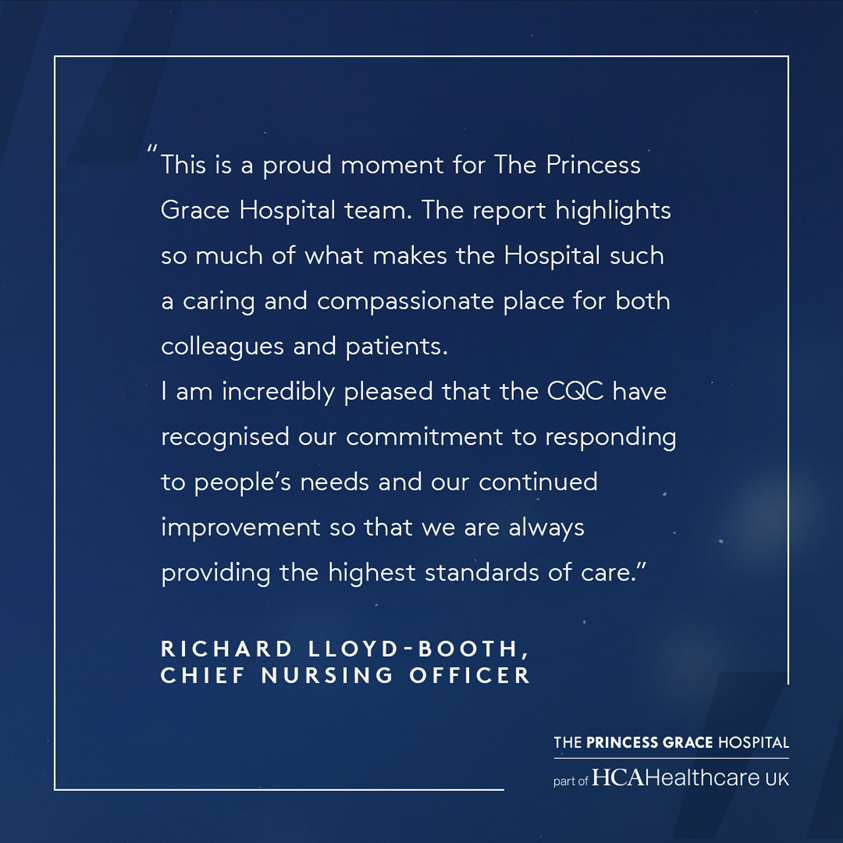 Richard Lloyd-Booth RN (He/Him) (@rlloydbooth) on Twitter photo Delighted to announce <a href="/PGHosp/">The Princess Grace Hospital</a> have been awarded a GOOD rating by the CQC, across all five CQC domains: well-led, caring, safe, effective and responsive.
Surgery was also marked OUTSTANDING in the responsive domain. Such a dedicated team who should be really proud #proudCNO Delighted to announce <a href="/PGHosp/">The Princess Grace Hospital</a> have been awarded a GOOD rating by the CQC, across all five CQC domains: well-led, caring, safe, effective and responsive.
Surgery was also marked OUTSTANDING in the responsive domain. Such a dedicated team who should be really proud #proudCNO