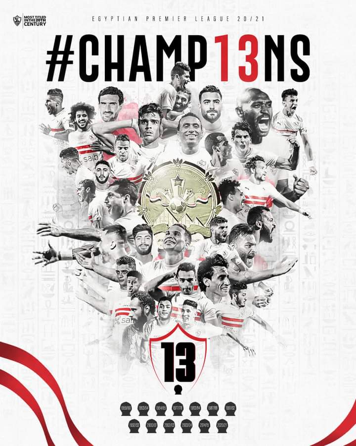 الزمالك العظيم والكبير بطلًا للدوري المصري الممتاز لكرة القدم موسم 2020 /2021 .