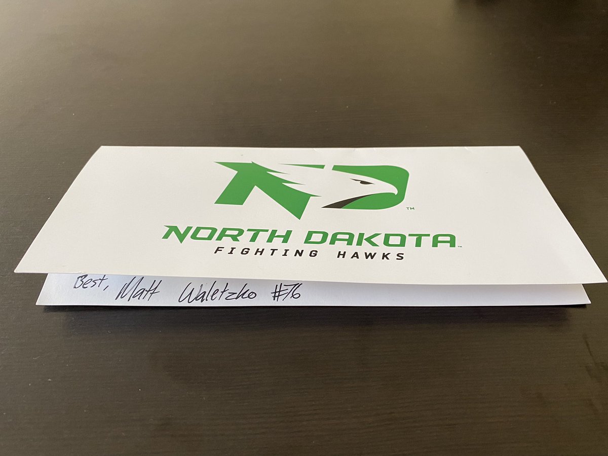 Received hand-written note from North Dakota tackle Matt Waletzko thanking us for putting him on @seniorbowl Watch List. Not necessary but much appreciated from a good NFL prospect. Best of luck to Matt and @UNDfootball this fall! #TheDraftStartsInMOBILE™️