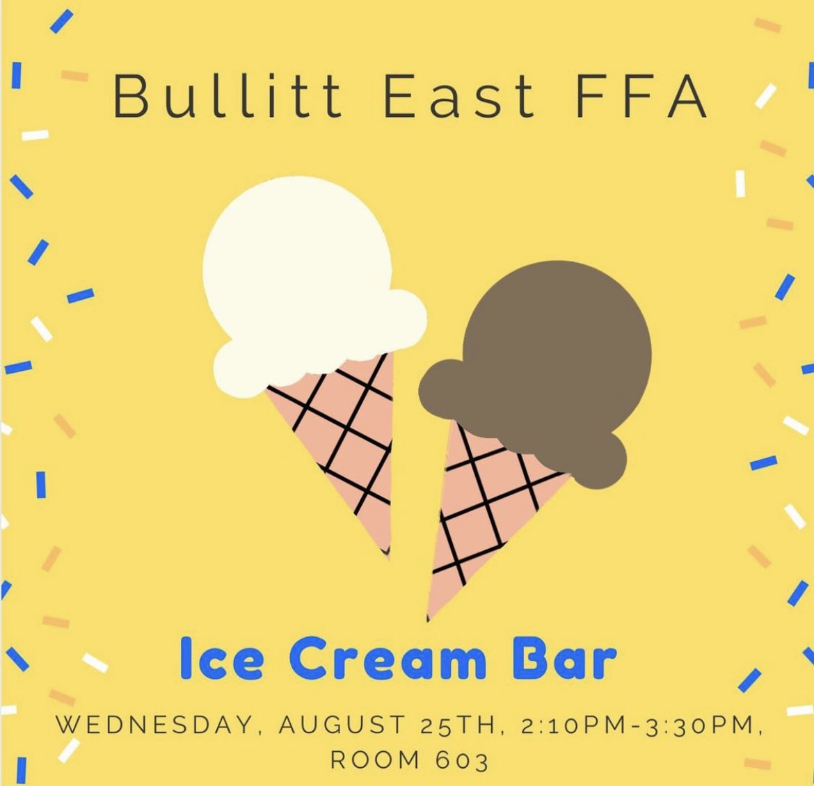 BEHSFFA's tweet photo. FFA Meeting tomorrow! Come check us out! https://t.co/iMdOxjnEZz