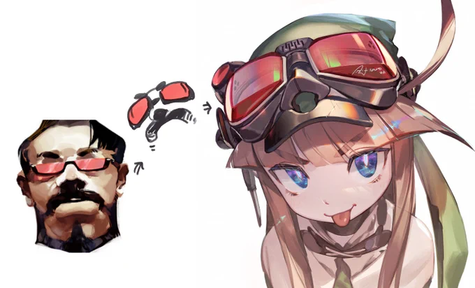 十年ほどお世話になっていた昔のアイコンの名残を、
彼女のゴーグルに残す感じに。
ひげゴーグル。 