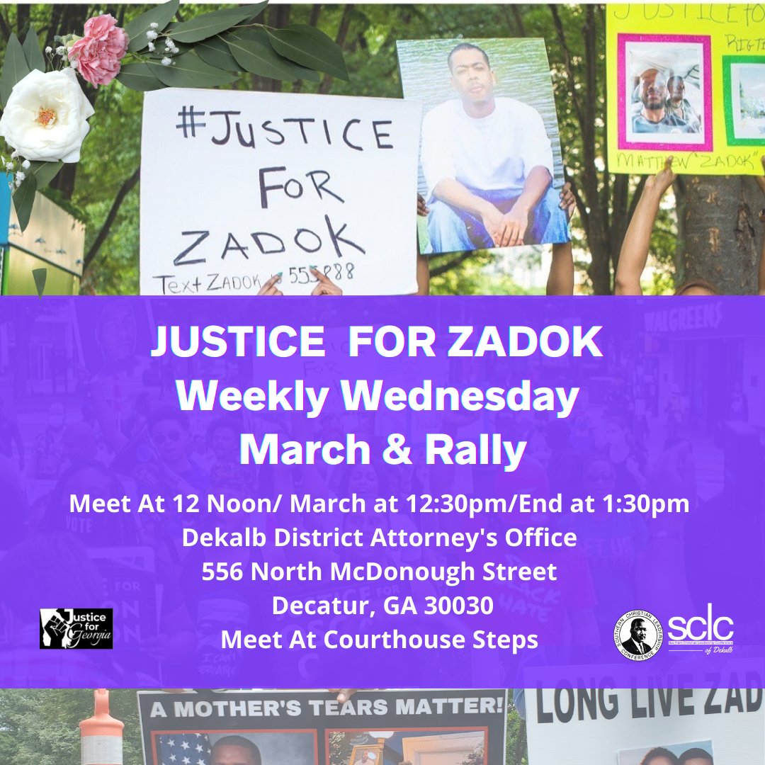 JusticeforZadok (@justiceforzadok) on Twitter photo Weekly WEDNESDAY Rally and March tomorrow!  Please support.  See you there.  Sponsored by <a href="/JusticeForGA/">Justice For Georgia</a> and <a href="/NationalSCLC/">SCLC</a>! Text Zadok to 555888.  See you tomorrow!  #justiceforzadok Weekly WEDNESDAY Rally and March tomorrow!  Please support.  See you there.  Sponsored by <a href="/JusticeForGA/">Justice For Georgia</a> and <a href="/NationalSCLC/">SCLC</a>! Text Zadok to 555888.  See you tomorrow!  #justiceforzadok