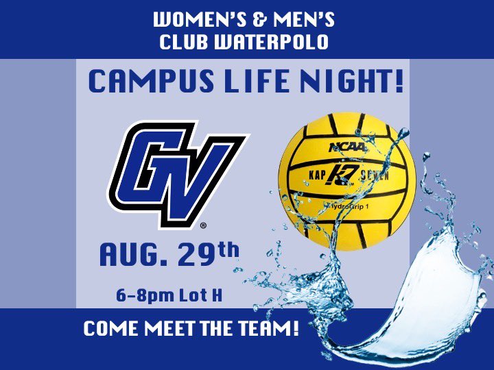 Campus Life Night is back on! Come meet the board, play fun games, have some treats, and get info! Lot H from 6-8 pm on Sunday August 29th. 💦