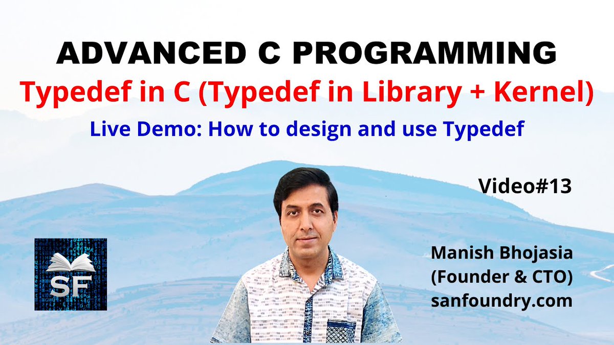sanfoundry's tweet image. Watch the next video in "Advanced C Programming Tutorial Series" by Manish Sir.
Video#13: Typedef in C & how to Design using Typedef
youtu.be/Ef-PI_czJXA
#advancedc #cprogramming #tutorial #YouTube