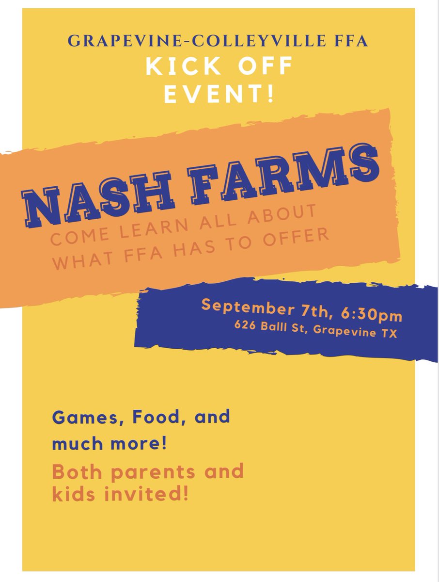Save the date! Nash Farms kick off event at 6:30pm September 7th! See you there!