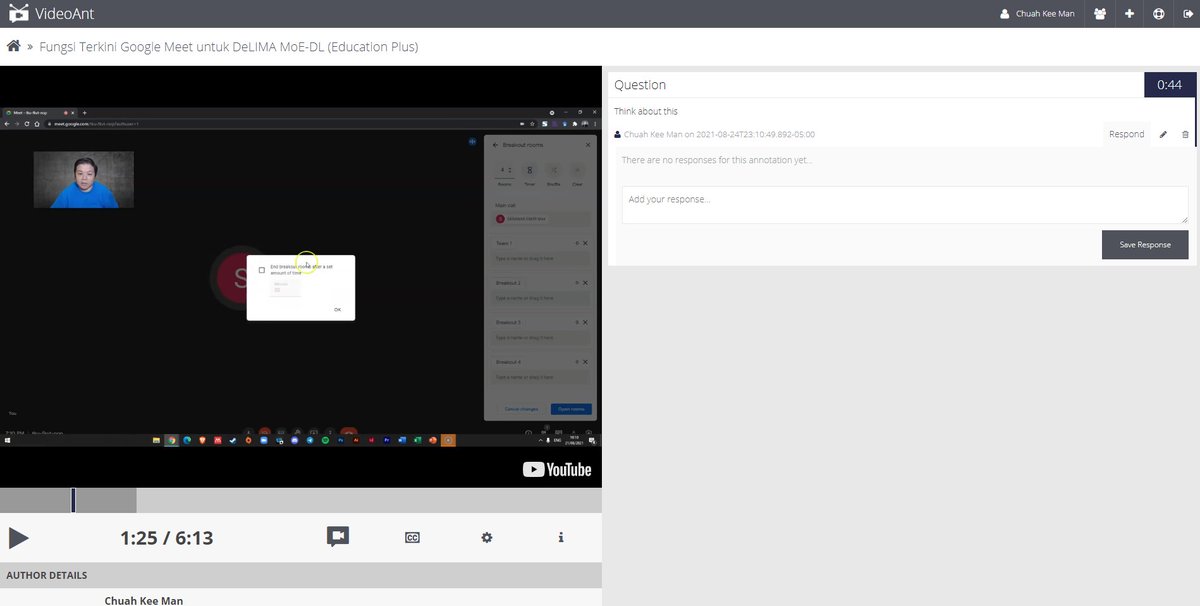 keemanxp's tweet photo. VideoAnt is a minimalistic tool for you to annotate videos and share it with your students for them to respond to your questions based on the video. #videoant #edtech https://t.co/rI1Y88z7rr