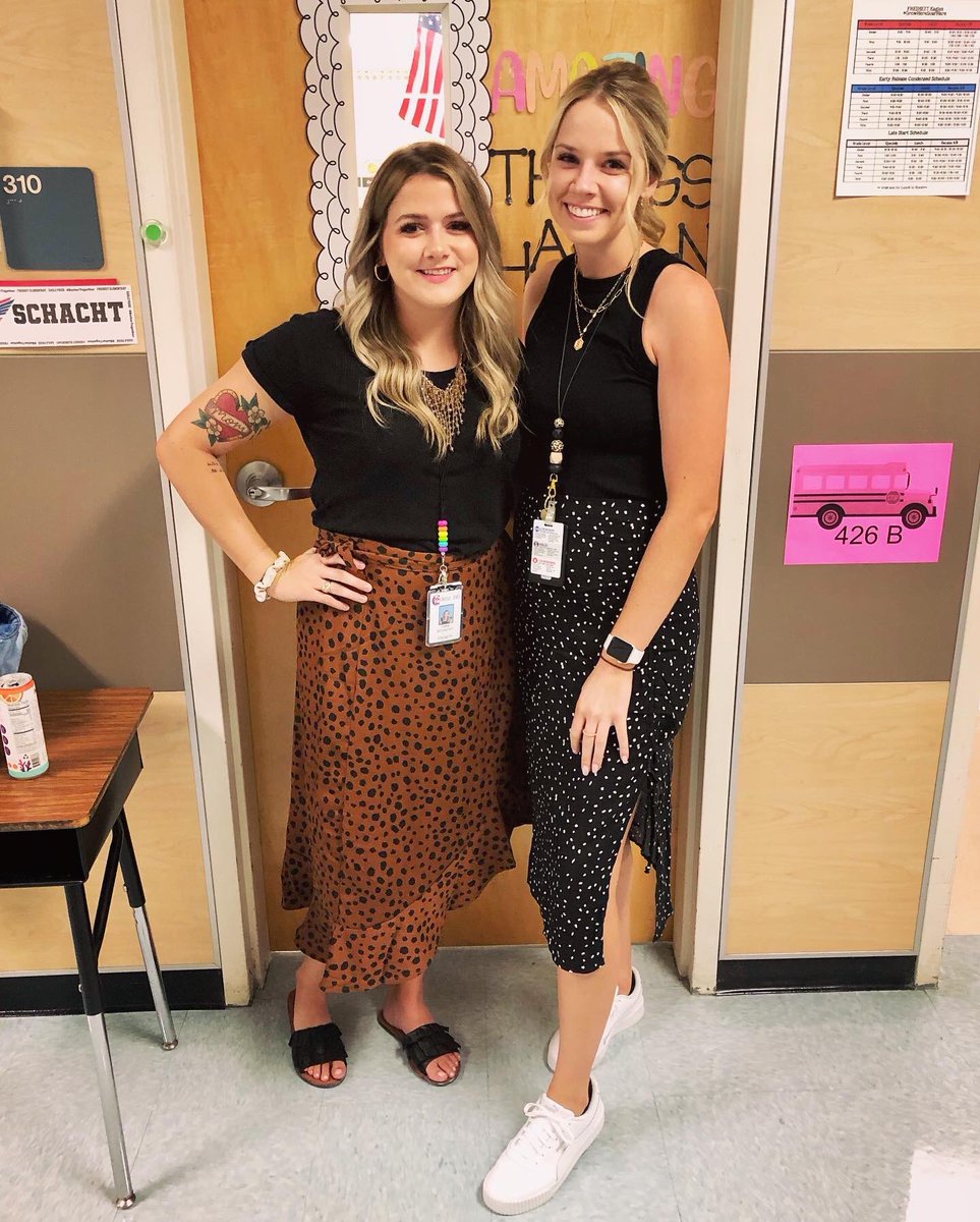 We went to high school and college together, and now we are both teaching at the same school ❤️💙 #FES #BetterTogether