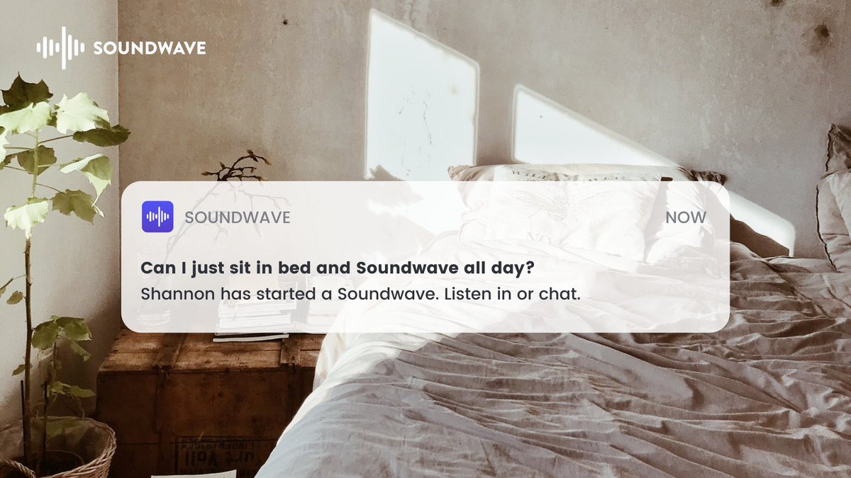 joinsoundwave's tweet photo. We might suggest a little fresh air at some point, but hey, what's stoppin' ya, @autumneffect? A little Soundwave app in bed always makes the day feel comfy-cozy! #SoundwaveApp https://t.co/6cbXvyFZJS