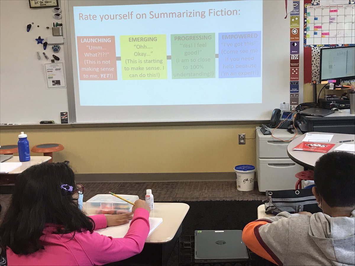 Pre-lesson on summarizing fiction (then again after the lesson.) Our plan to be aware and own our learning. 👍🏻 #ASEstudentownership