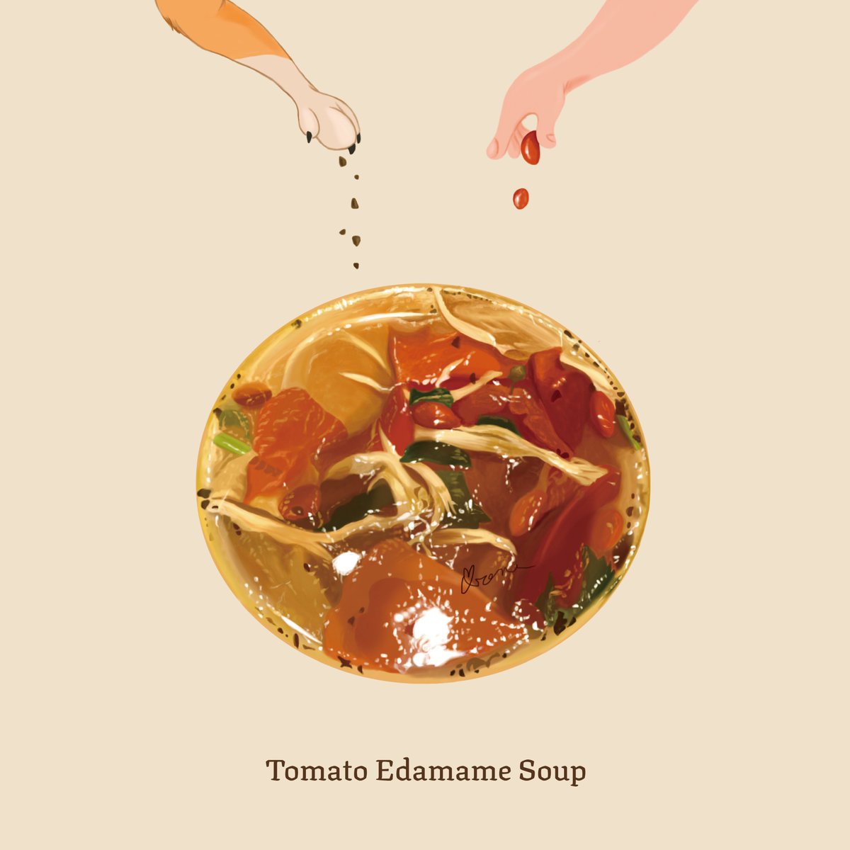 irenedreamcom's tweet photo. This Tomato Edamame Soup is one of the best soups when you’re in a rush!😉

🌞 See more illustrations on https://t.co/4OakBTeVSV
#cookingwithlove
#animALLover
#veganillustration #plantbasedrecipes
#plantbaseddiet #veganfoodshare #foodillustration
#foodillustrator #art https://t.co/TyD1ZUo7z8