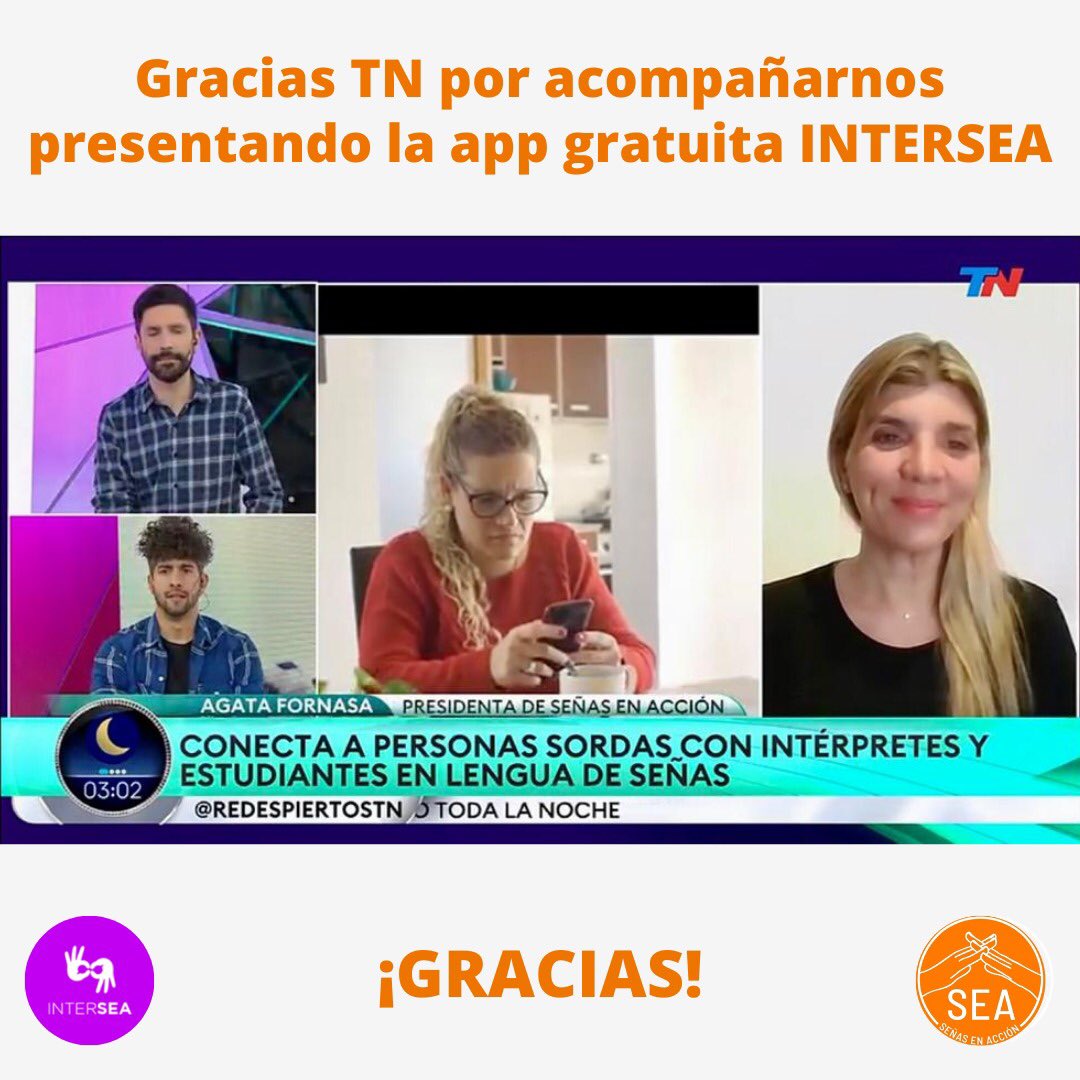 SEAONGARG's tweet photo. ¡Gracias TN por difundir la app gratuita INTERSEA!
Gracias @guido.mtz, @negromolinero @redespiertostn 
.
.
.
.
.
.
.

#intersea #sea #lenguadeseñasargentina #aprenderLSA #lenguadeseñas #sordos #inclusion #sordo #interprete #señas #incluyente #sociedadinclusiva #culturasorda https://t.co/JYiHv3yZ8g
