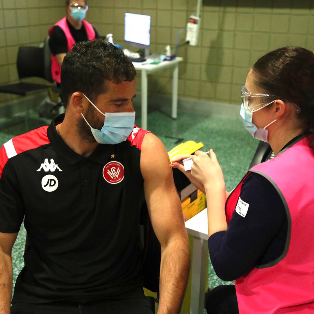 wswanderersfc's tweet photo. .@tomerhemed10, Daniel Margush and @TateRussell9 headed out to @qudosbankarena to get their Pfizer COVID-19 vaccinations yesterday!

People aged 16-39 from areas of concern can book their Pfizer vaccination for this week: https://t.co/cw3sX0SihC
@WestSydHealth #WSW https://t.co/hneM3ZWHBg