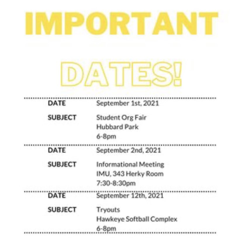 UI_SoftballClub's tweet photo. Spread the word!! #iowasoftballclub https://t.co/WOamF2mdSe