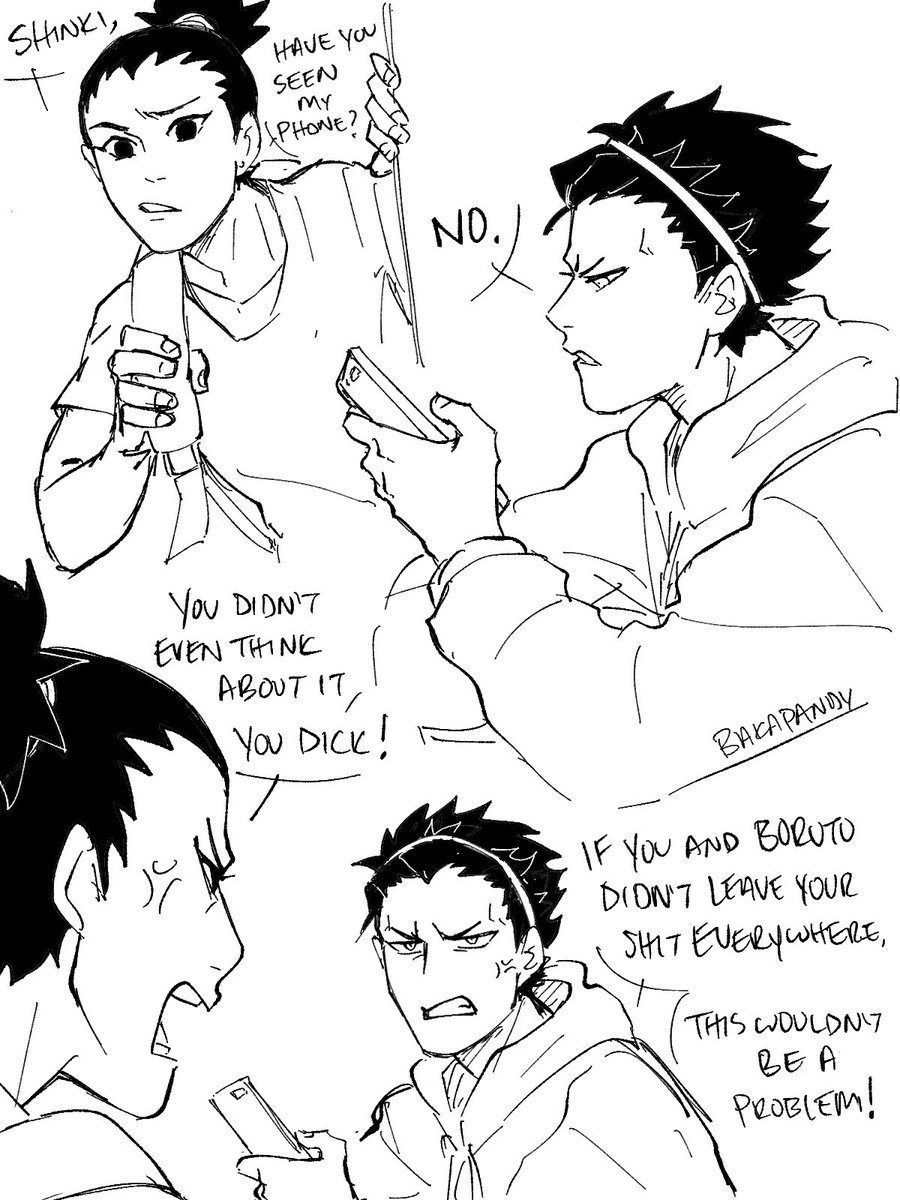 wheezes bc Junior High AU but in University and Shikadai, Shinki, and Boruto are roommates 