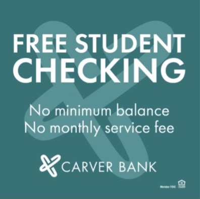 Carver offers a student checking account for college students, ages 18-24. 

With Carver Student Checking, there’s no minimum balance and no monthly service fees. 

Click the link below to learn more and to open an account today. 

carverbank.com/personal-solut…