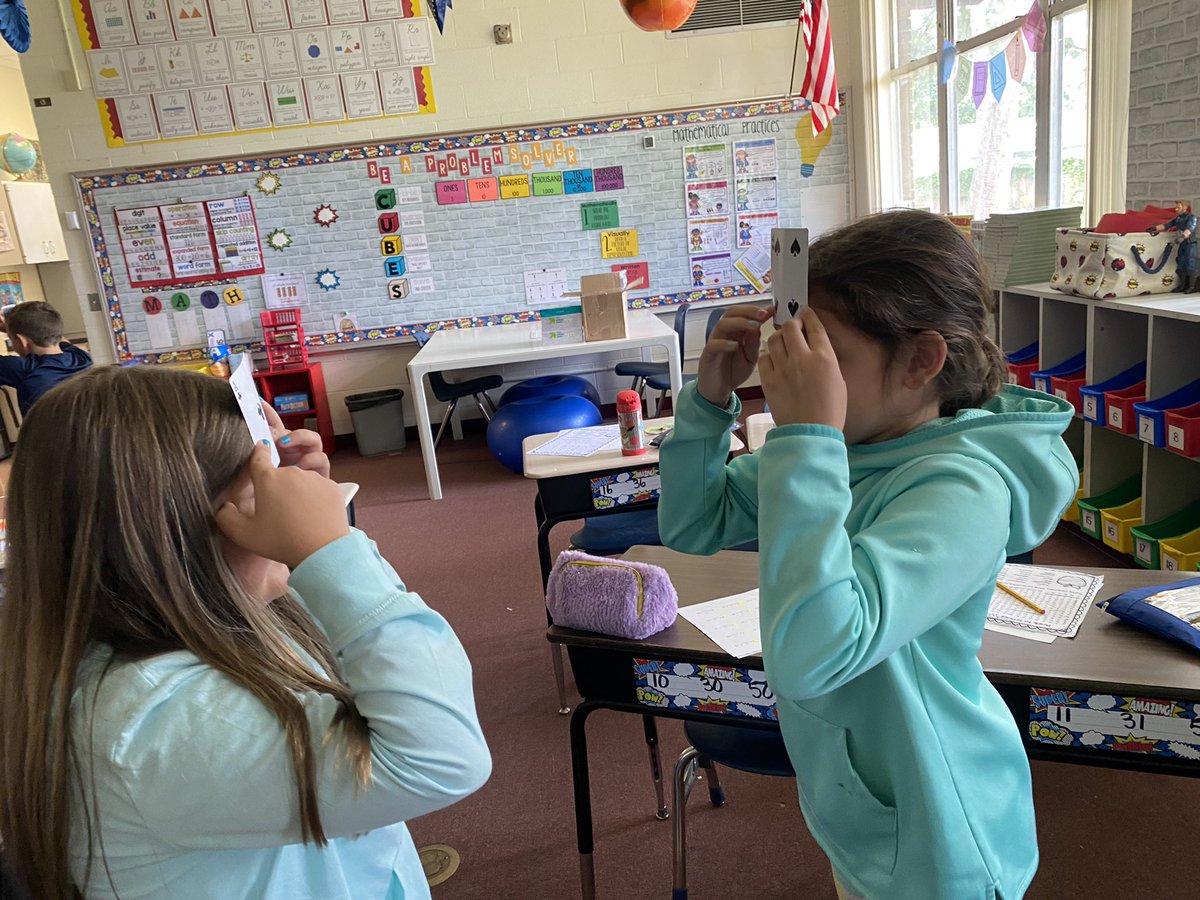 1st week of school activity: Mind reader. Students had to use communication skills to help figure out what number they had and then searched for their match to make a 10. #FunInThird #SCESbobcats #Math #MakeA10 #MindReader #week1